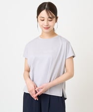F1KGV60075 MK MICHEL KLEIN(小さいサイズ)(メゾン ドゥ サンク) 【小さいサイズ】フレンチスリーブ ロゴTシャツ/接触冷感/洗える/きれいめ派に ライトグレー