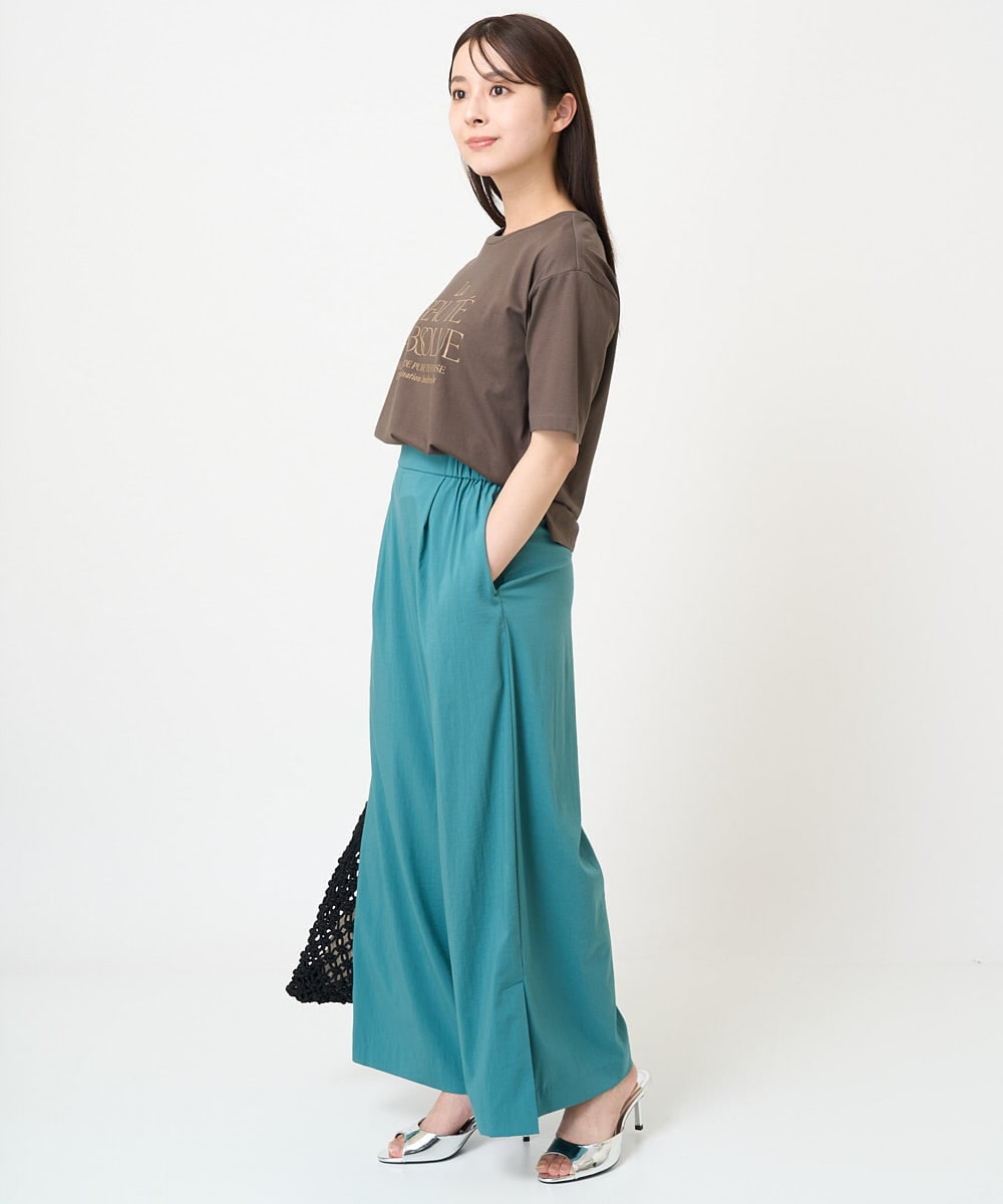 F1KGV62075 MK MICHEL KLEIN(小さいサイズ)(メゾン ドゥ サンク) 【小さいサイズ】ハーフスリーブ ロゴTシャツ/接触冷感/洗える/カジュアル派に ブラウン