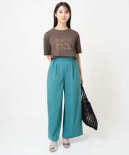 F1KGV62075 MK MICHEL KLEIN(小さいサイズ)(メゾン ドゥ サンク) 【小さいサイズ】ハーフスリーブ ロゴTシャツ/接触冷感/洗える/カジュアル派に ブラウン