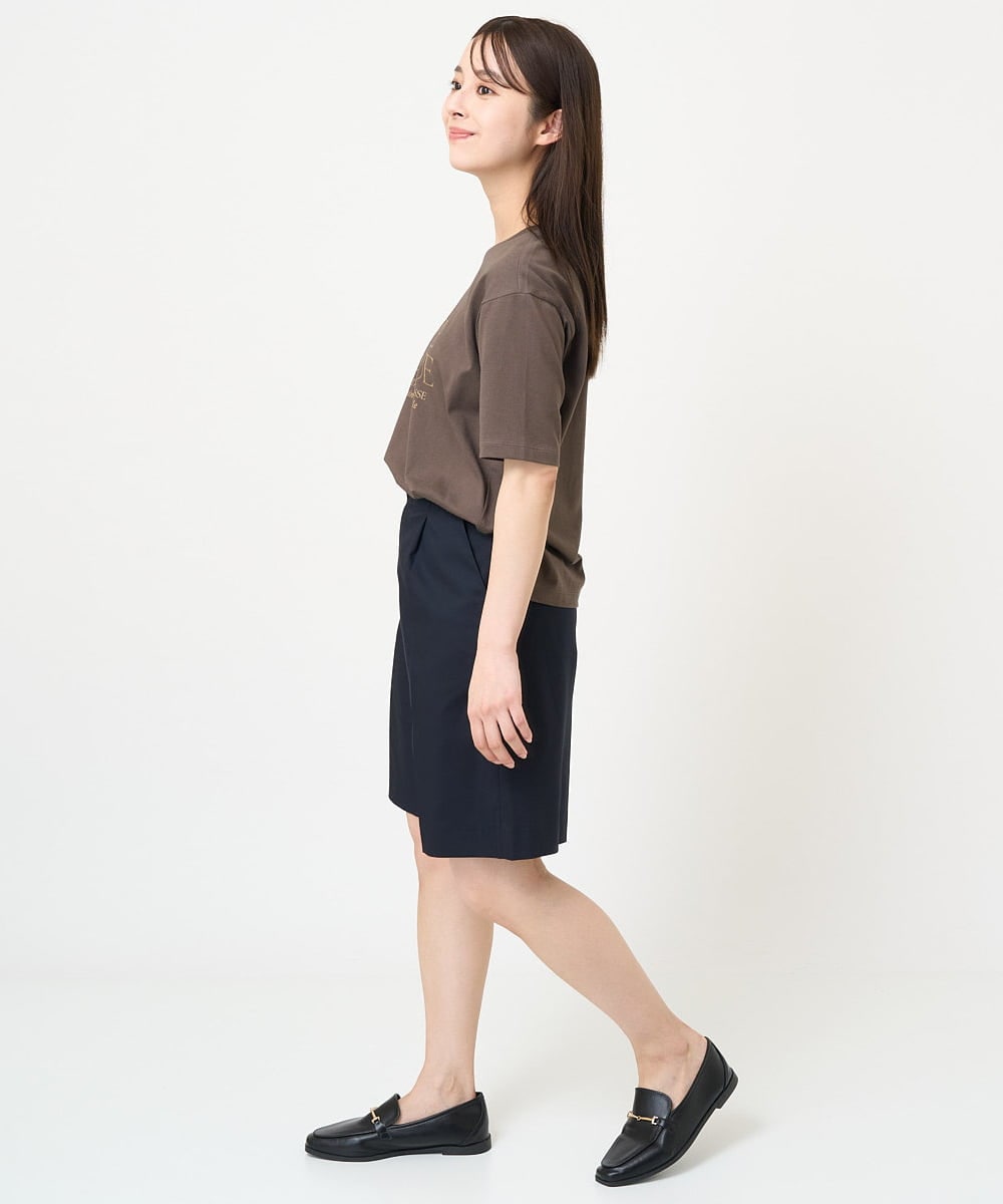 F1KGV62075 MK MICHEL KLEIN(小さいサイズ)(メゾン ドゥ サンク) 【小さいサイズ】ハーフスリーブ ロゴTシャツ/接触冷感/洗える/カジュアル派に ブラウン