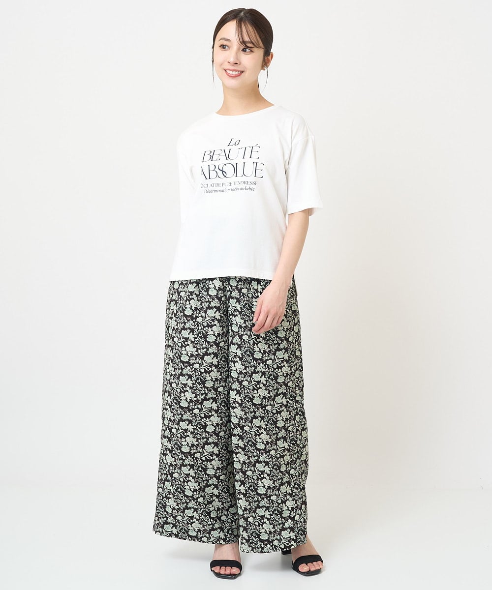 F1KGV62075 MK MICHEL KLEIN(小さいサイズ)(メゾン ドゥ サンク) 【小さいサイズ】ハーフスリーブ ロゴTシャツ/接触冷感/洗える/カジュアル派に ブラウン