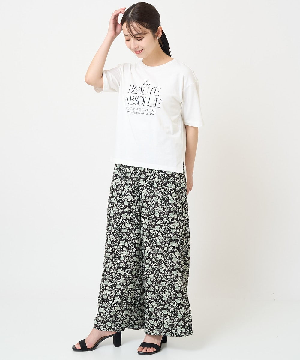 F1KGV62075 MK MICHEL KLEIN(小さいサイズ)(メゾン ドゥ サンク) 【小さいサイズ】ハーフスリーブ ロゴTシャツ/接触冷感/洗える/カジュアル派に ブラウン
