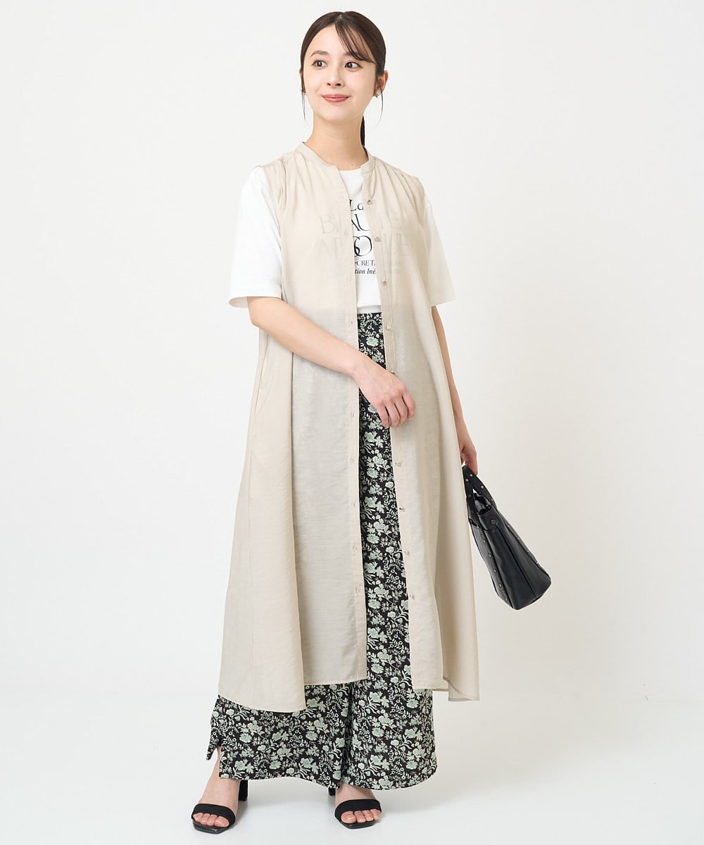 F1KGV62075 MK MICHEL KLEIN(小さいサイズ)(メゾン ドゥ サンク) 【小さいサイズ】ハーフスリーブ ロゴTシャツ/接触冷感/洗える/カジュアル派に ブラウン