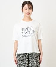 F1KGV62075 MK MICHEL KLEIN(小さいサイズ)(メゾン ドゥ サンク) 【小さいサイズ】ハーフスリーブ ロゴTシャツ/接触冷感/洗える/カジュアル派に ブラウン