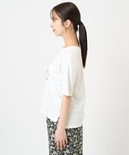 F1KGV62075 MK MICHEL KLEIN(小さいサイズ)(メゾン ドゥ サンク) 【小さいサイズ】ハーフスリーブ ロゴTシャツ/接触冷感/洗える/カジュアル派に ブラウン