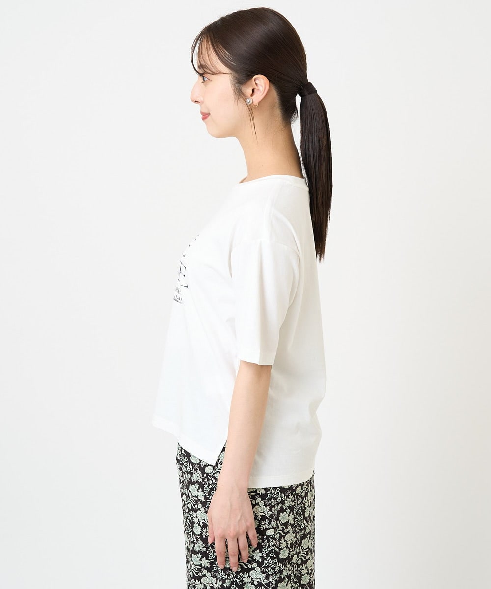 F1KGV62075 MK MICHEL KLEIN(小さいサイズ)(メゾン ドゥ サンク) 【小さいサイズ】ハーフスリーブ ロゴTシャツ/接触冷感/洗える/カジュアル派に ブラウン