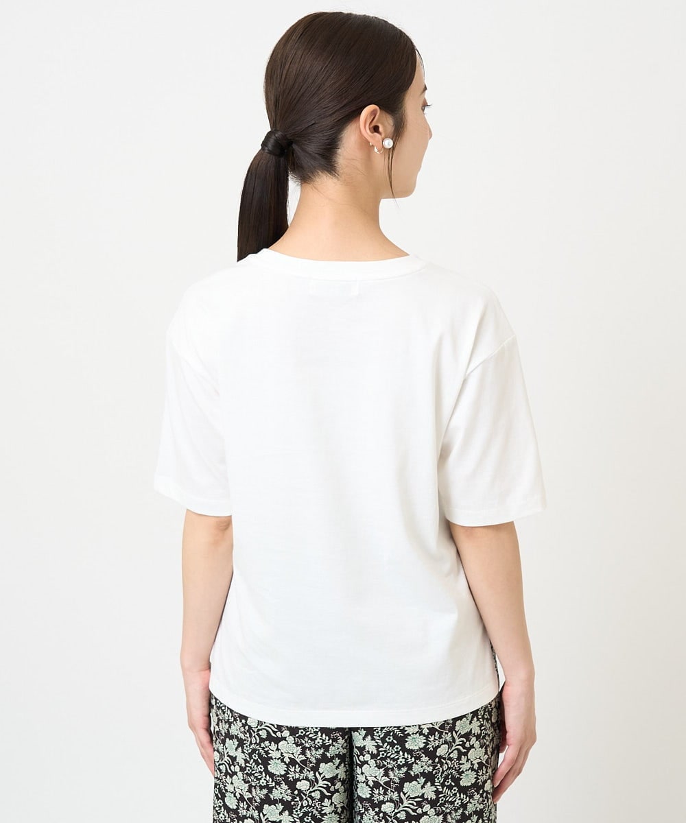F1KGV62075 MK MICHEL KLEIN(小さいサイズ)(メゾン ドゥ サンク) 【小さいサイズ】ハーフスリーブ ロゴTシャツ/接触冷感/洗える/カジュアル派に ブラウン