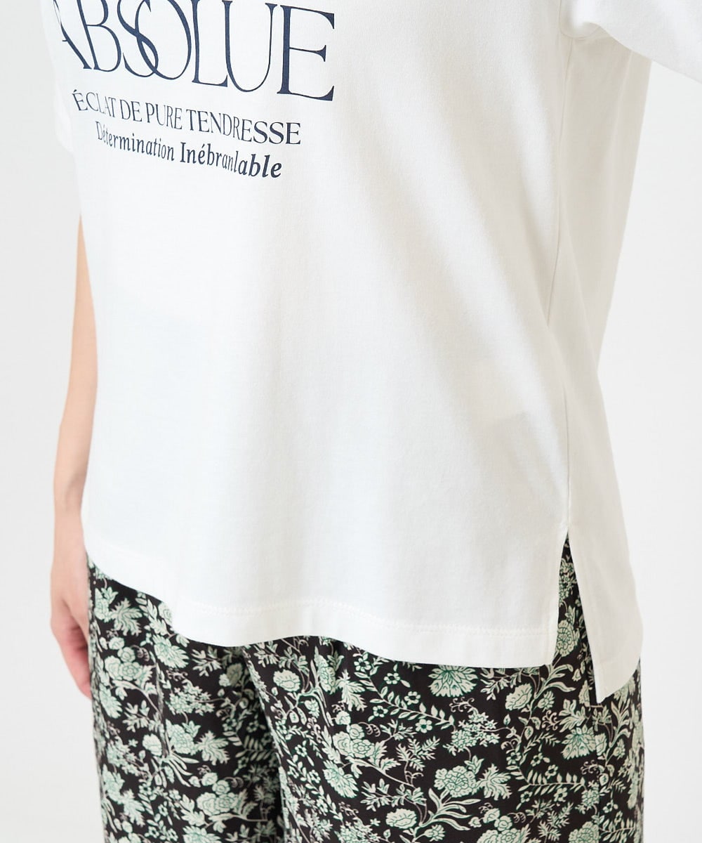 F1KGV62075 MK MICHEL KLEIN(小さいサイズ)(メゾン ドゥ サンク) 【小さいサイズ】ハーフスリーブ ロゴTシャツ/接触冷感/洗える/カジュアル派に ブラウン