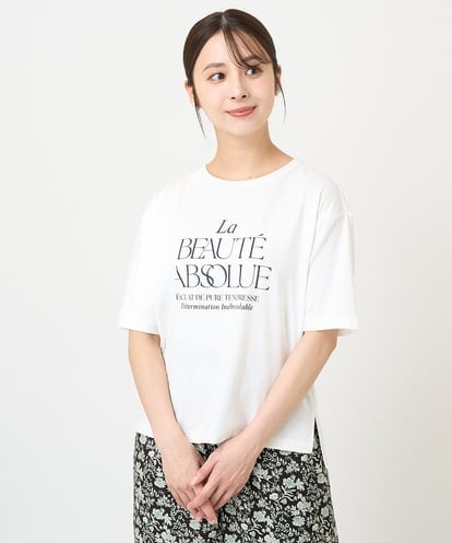 F1KGV62075  【小さいサイズ】ハーフスリーブ ロゴTシャツ/接触冷感/洗える/カジュアル派に
