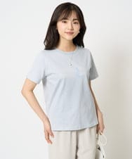 F1KHA60075 MK MICHEL KLEIN(小さいサイズ)(メゾン ドゥ サンク) 【小さいサイズ】配色デザインロゴTシャツ/接触冷感/洗える ライトブルー