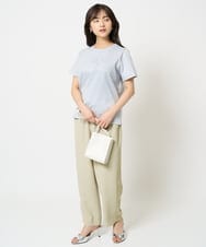F1KHA60075 MK MICHEL KLEIN(小さいサイズ)(メゾン ドゥ サンク) 【小さいサイズ】配色デザインロゴTシャツ/接触冷感/洗える ライトブルー