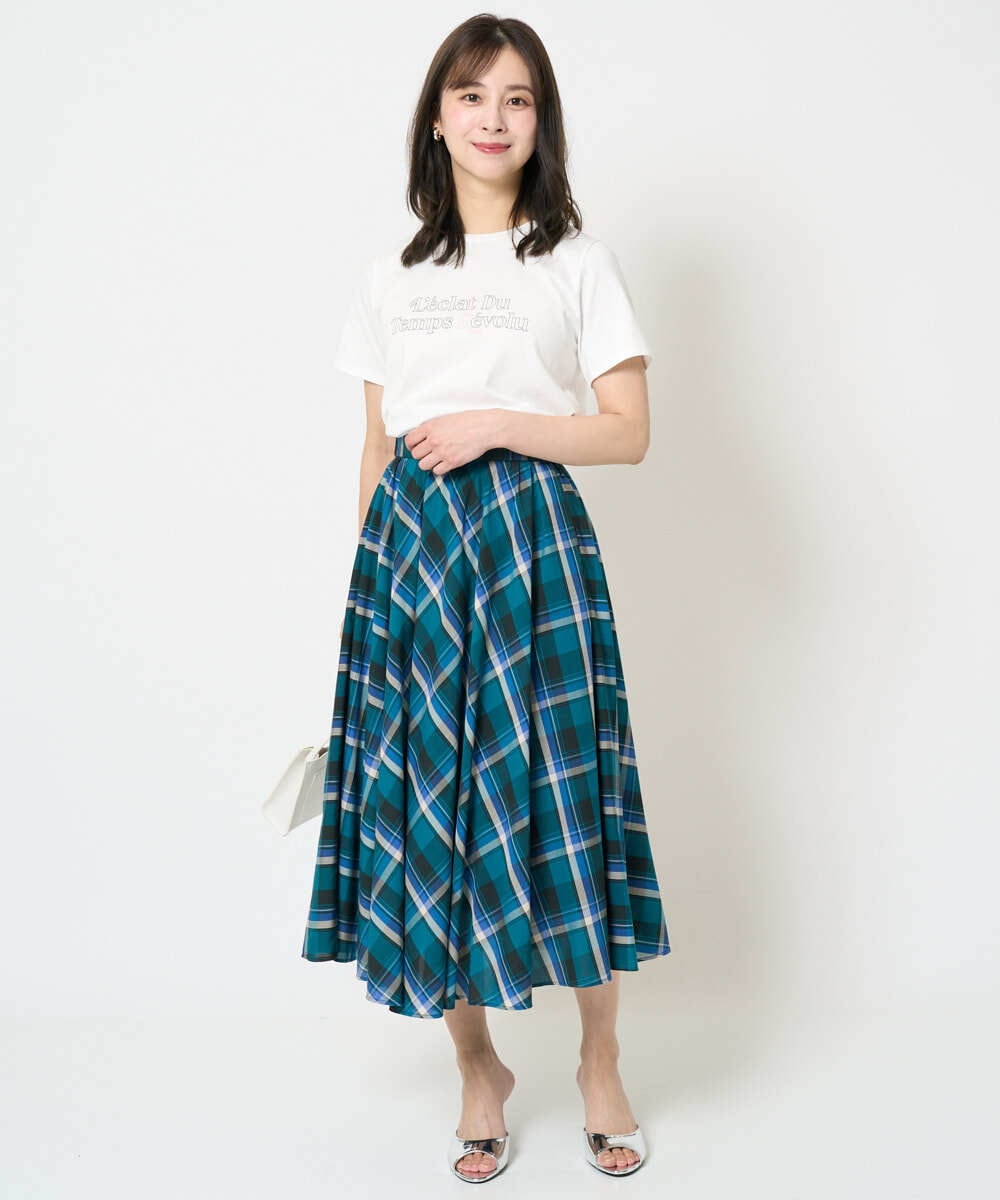 F1KHA60075 MK MICHEL KLEIN(小さいサイズ)(メゾン ドゥ サンク) 【小さいサイズ】配色デザインロゴTシャツ/接触冷感/洗える ライトブルー