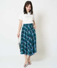 F1KHA60075 MK MICHEL KLEIN(小さいサイズ)(メゾン ドゥ サンク) 【小さいサイズ】配色デザインロゴTシャツ/接触冷感/洗える ライトブルー
