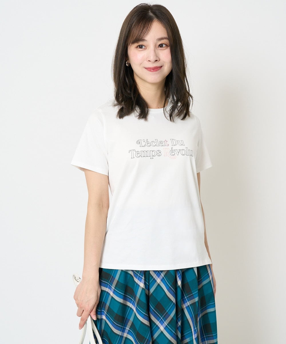 F1KHA60075 MK MICHEL KLEIN(小さいサイズ)(メゾン ドゥ サンク) 【小さいサイズ】配色デザインロゴTシャツ/接触冷感/洗える ライトブルー