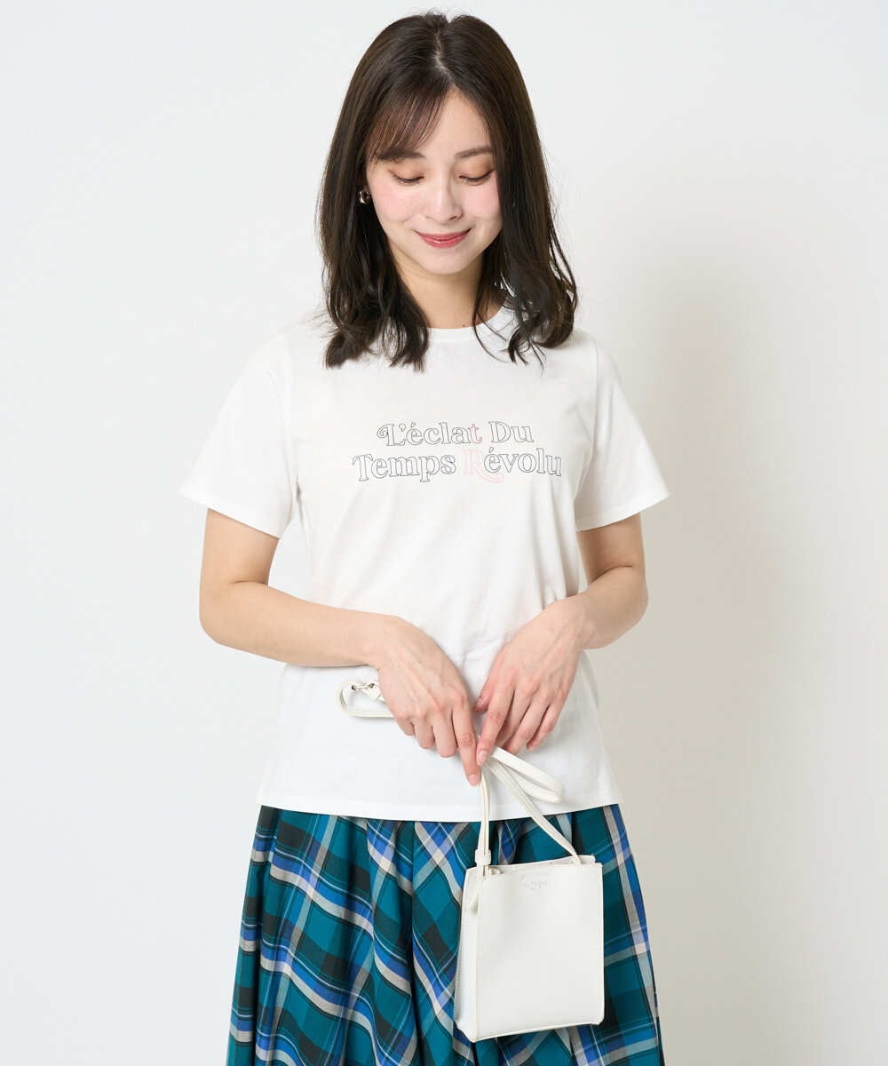 F1KHA60075 MK MICHEL KLEIN(小さいサイズ)(メゾン ドゥ サンク) 【小さいサイズ】配色デザインロゴTシャツ/接触冷感/洗える ライトブルー