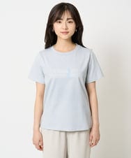 F1KHA60075 MK MICHEL KLEIN(小さいサイズ)(メゾン ドゥ サンク) 【小さいサイズ】配色デザインロゴTシャツ/接触冷感/洗える ライトブルー