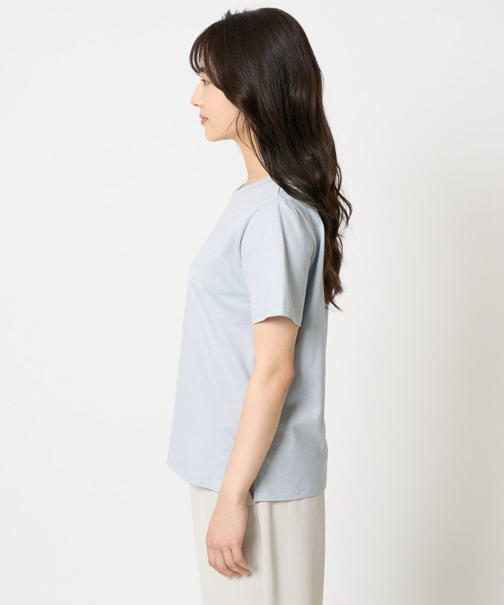 F1KHA60075 MK MICHEL KLEIN(小さいサイズ)(メゾン ドゥ サンク) 【小さいサイズ】配色デザインロゴTシャツ/接触冷感/洗える ライトブルー