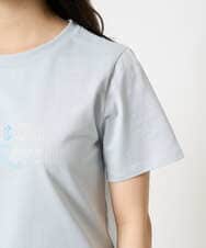 F1KHA60075 MK MICHEL KLEIN(小さいサイズ)(メゾン ドゥ サンク) 【小さいサイズ】配色デザインロゴTシャツ/接触冷感/洗える ライトブルー