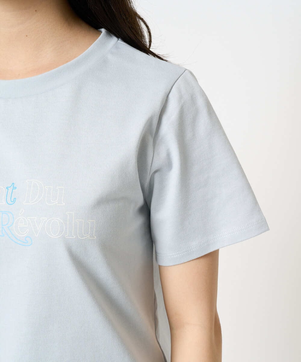 F1KHA60075 MK MICHEL KLEIN(小さいサイズ)(メゾン ドゥ サンク) 【小さいサイズ】配色デザインロゴTシャツ/接触冷感/洗える ライトブルー