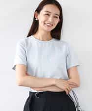 F1KHA60075 MK MICHEL KLEIN(小さいサイズ)(メゾン ドゥ サンク) 【小さいサイズ】配色デザインロゴTシャツ/接触冷感/洗える ライトブルー