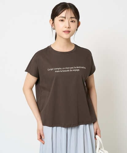 F1KHA61075 MK MICHEL KLEIN(小さいサイズ) 【小さいサイズ】フレンチスリーブロゴTシャツ/接触冷感/洗える