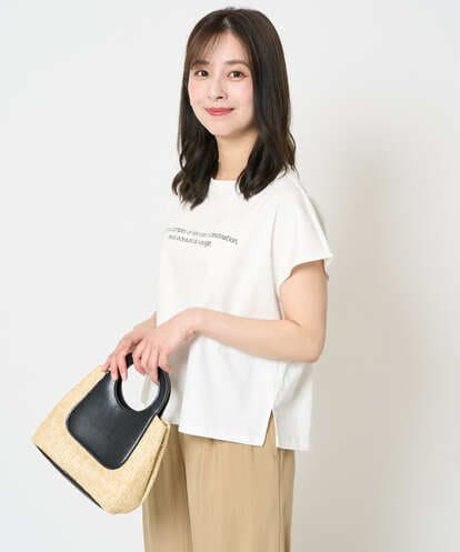 F1KHA61075 MK MICHEL KLEIN(小さいサイズ) 【小さいサイズ】フレンチスリーブロゴTシャツ/接触冷感/洗える