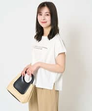 F1KHA61075 MK MICHEL KLEIN(小さいサイズ)(メゾン ドゥ サンク) 【小さいサイズ】フレンチスリーブロゴTシャツ/接触冷感/洗える ホワイト