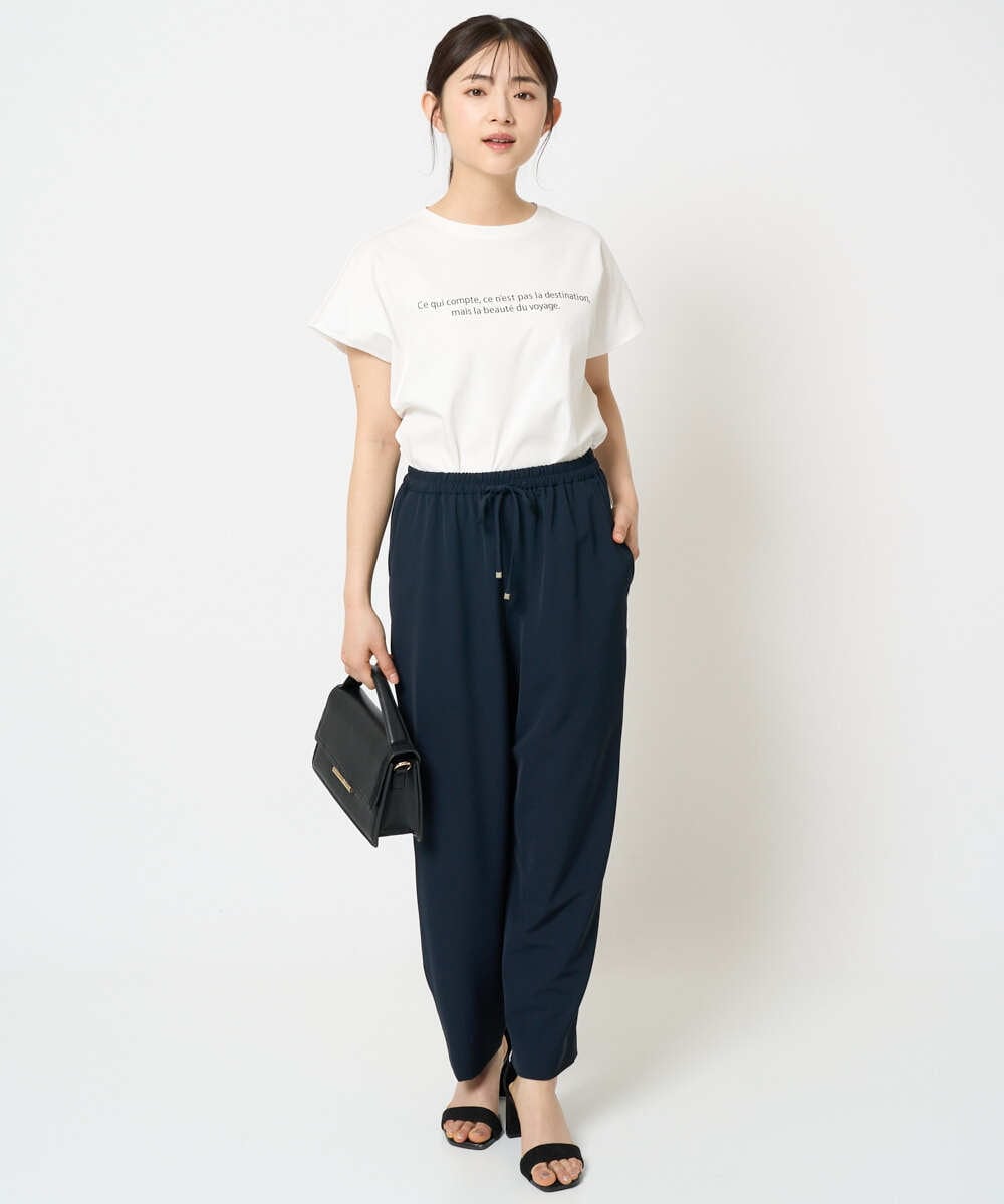 F1KHA61075 MK MICHEL KLEIN(小さいサイズ)(メゾン ドゥ サンク) 【小さいサイズ】フレンチスリーブロゴTシャツ/接触冷感/洗える ホワイト