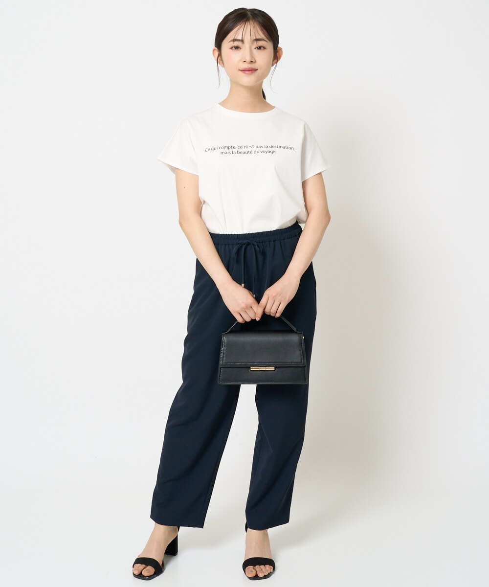 F1KHA61075 MK MICHEL KLEIN(小さいサイズ)(メゾン ドゥ サンク) 【小さいサイズ】フレンチスリーブロゴTシャツ/接触冷感/洗える ホワイト