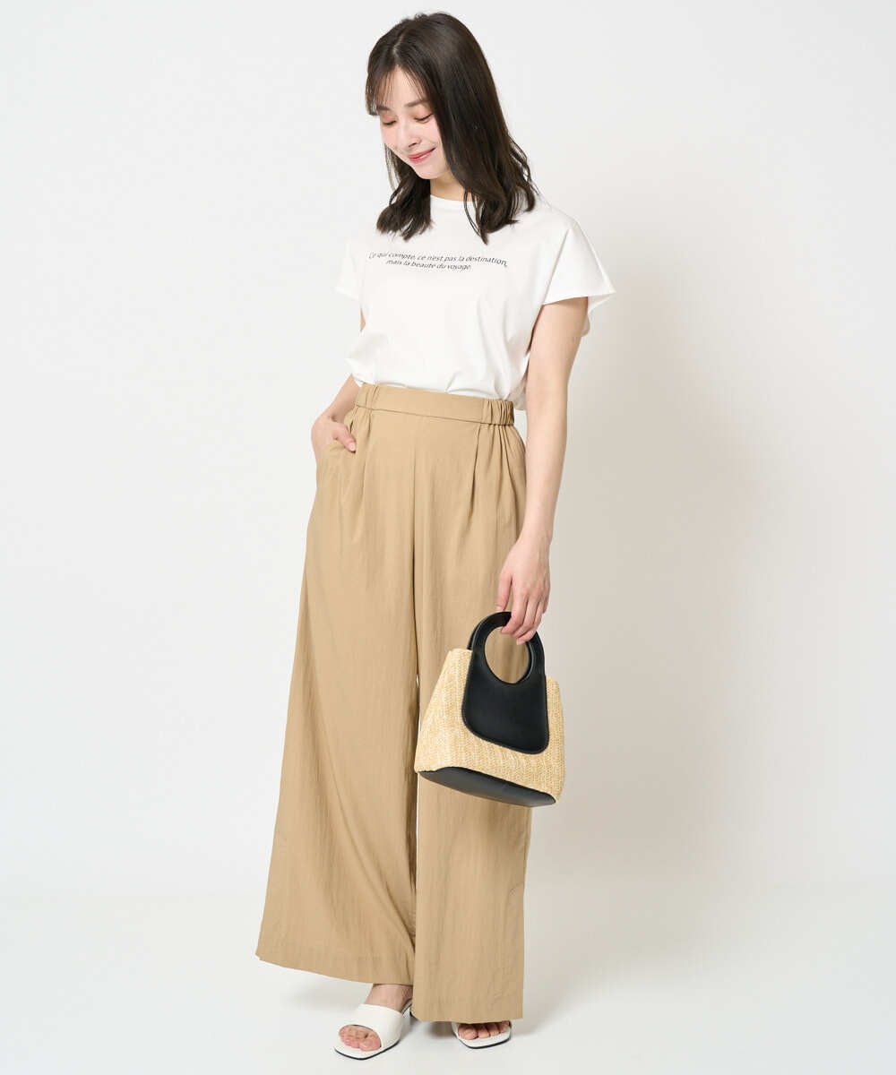 F1KHA61075 MK MICHEL KLEIN(小さいサイズ)(メゾン ドゥ サンク) 【小さいサイズ】フレンチスリーブロゴTシャツ/接触冷感/洗える ホワイト
