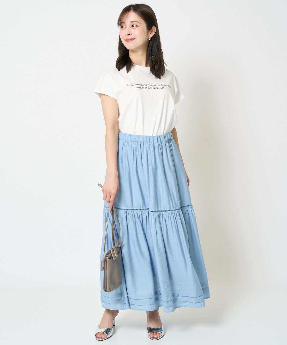 F1KHA61075 MK MICHEL KLEIN(小さいサイズ)(メゾン ドゥ サンク) 【小さいサイズ】フレンチスリーブロゴTシャツ/接触冷感/洗える ホワイト