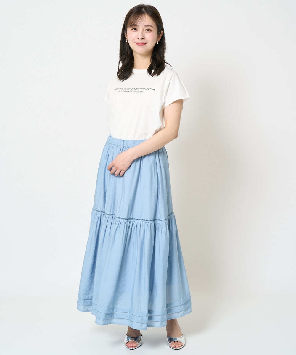 F1KHA61075 MK MICHEL KLEIN(小さいサイズ)(メゾン ドゥ サンク) 【小さいサイズ】フレンチスリーブロゴTシャツ/接触冷感/洗える ホワイト