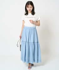 F1KHA61075 MK MICHEL KLEIN(小さいサイズ)(メゾン ドゥ サンク) 【小さいサイズ】フレンチスリーブロゴTシャツ/接触冷感/洗える ホワイト