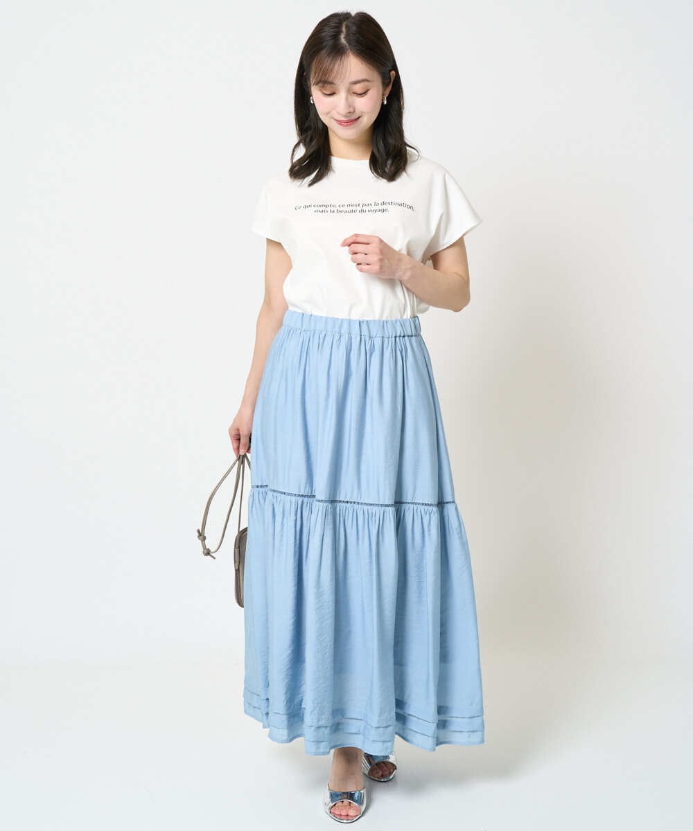 F1KHA61075 MK MICHEL KLEIN(小さいサイズ)(メゾン ドゥ サンク) 【小さいサイズ】フレンチスリーブロゴTシャツ/接触冷感/洗える ホワイト
