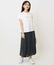 F1KHA61075 MK MICHEL KLEIN(小さいサイズ)(メゾン ドゥ サンク) 【小さいサイズ】フレンチスリーブロゴTシャツ/接触冷感/洗える ホワイト