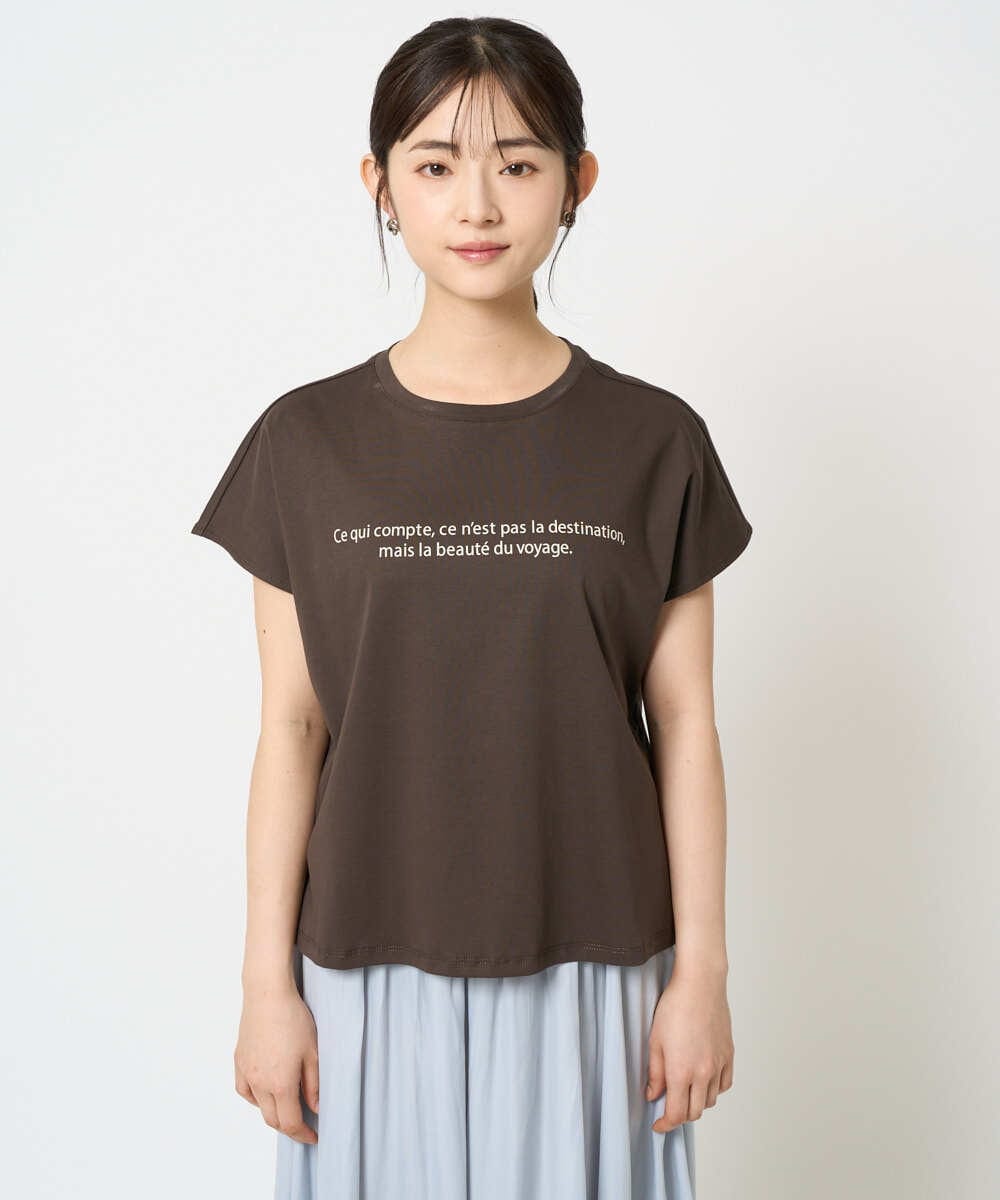 F1KHA61075 MK MICHEL KLEIN(小さいサイズ)(メゾン ドゥ サンク) 【小さいサイズ】フレンチスリーブロゴTシャツ/接触冷感/洗える ホワイト