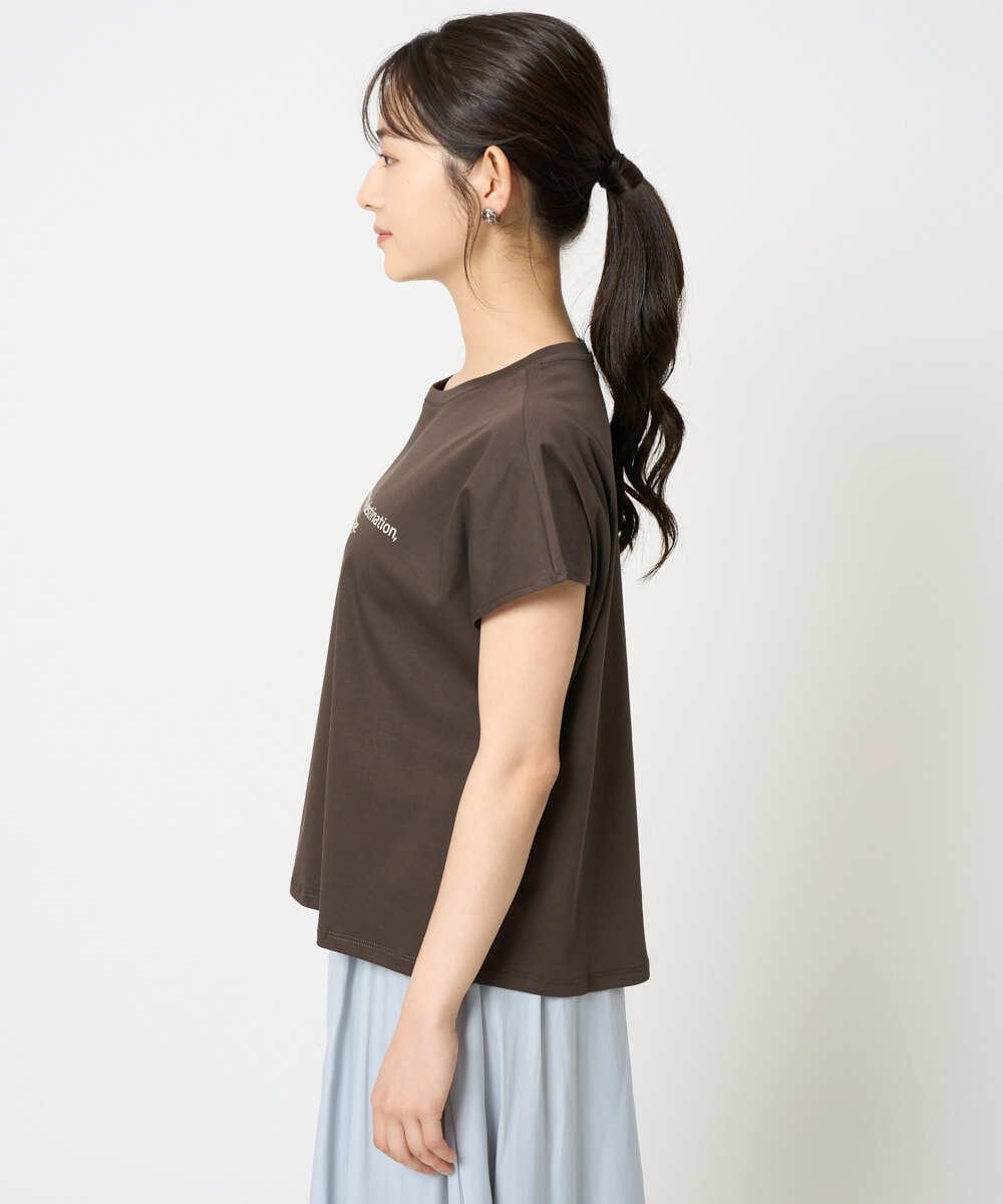 F1KHA61075 MK MICHEL KLEIN(小さいサイズ)(メゾン ドゥ サンク) 【小さいサイズ】フレンチスリーブロゴTシャツ/接触冷感/洗える ホワイト