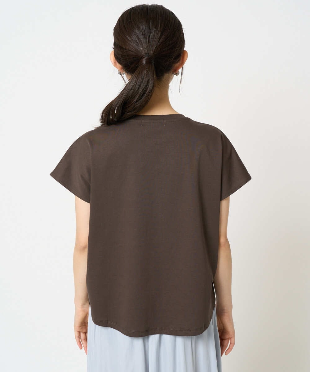 F1KHA61075 MK MICHEL KLEIN(小さいサイズ)(メゾン ドゥ サンク) 【小さいサイズ】フレンチスリーブロゴTシャツ/接触冷感/洗える ホワイト