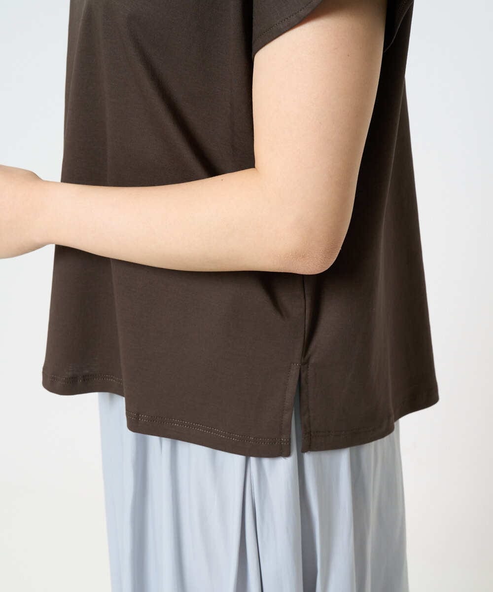 F1KHA61075 MK MICHEL KLEIN(小さいサイズ)(メゾン ドゥ サンク) 【小さいサイズ】フレンチスリーブロゴTシャツ/接触冷感/洗える ホワイト