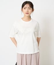 F1KHA62080 MK MICHEL KLEIN(小さいサイズ)(メゾン ドゥ サンク) 【小さいサイズ】リラックスシルエット ロゴTシャツ/接触冷感/洗える ホワイト