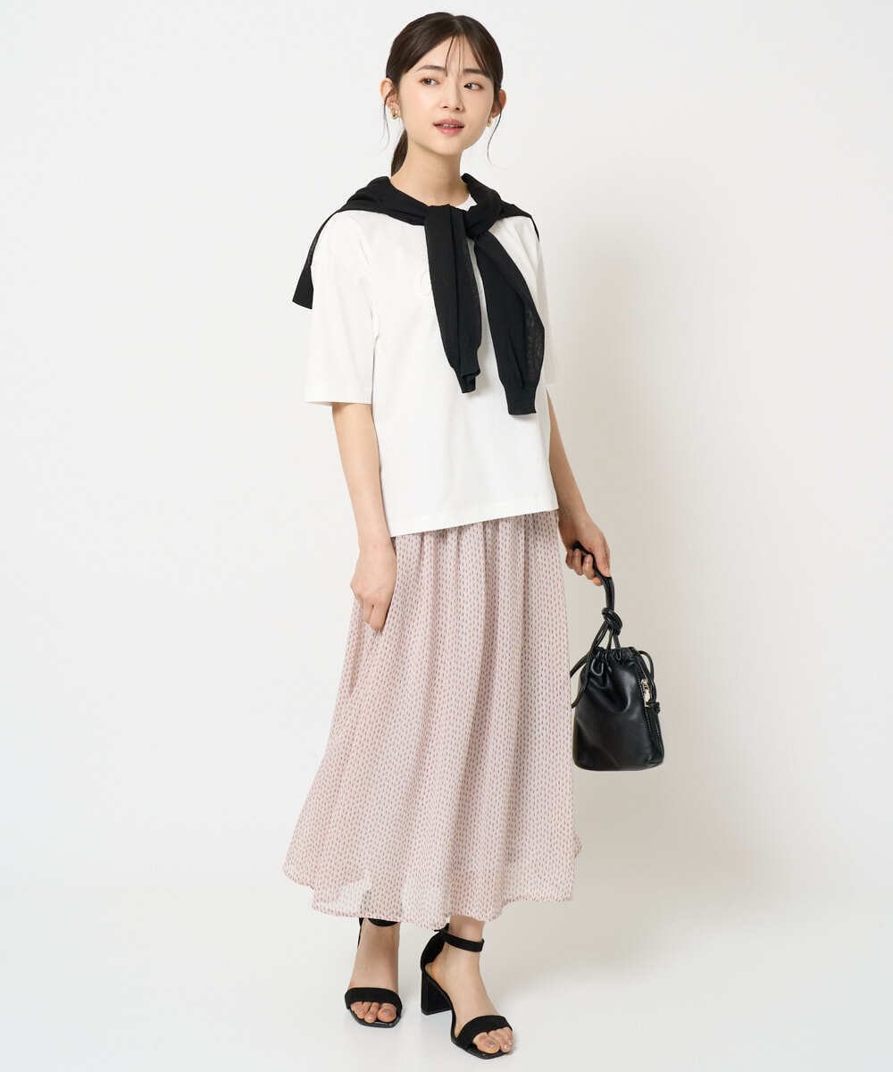 F1KHA62080 MK MICHEL KLEIN(小さいサイズ)(メゾン ドゥ サンク) 【小さいサイズ】リラックスシルエット ロゴTシャツ/接触冷感/洗える ホワイト