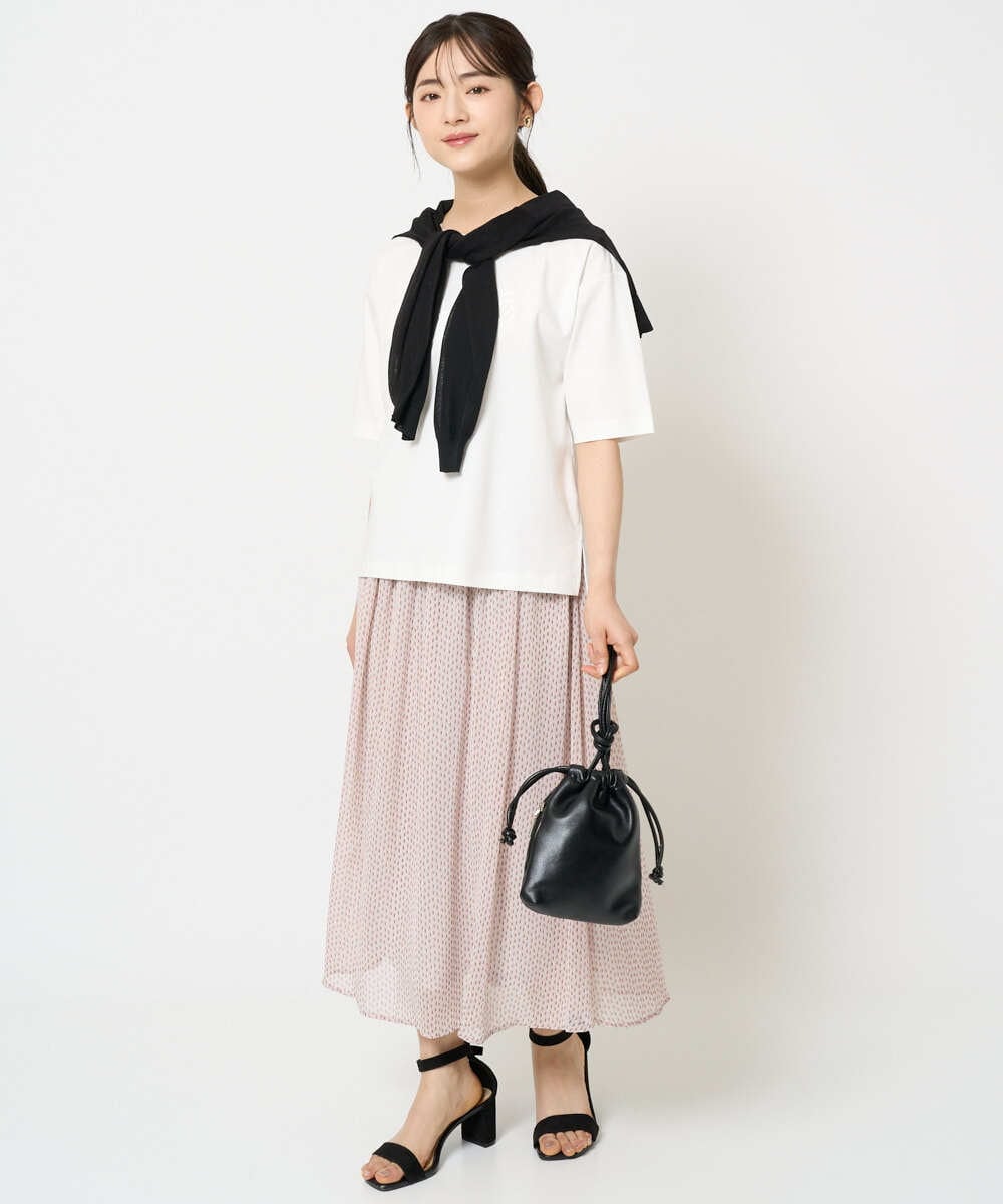 F1KHA62080 MK MICHEL KLEIN(小さいサイズ)(メゾン ドゥ サンク) 【小さいサイズ】リラックスシルエット ロゴTシャツ/接触冷感/洗える ホワイト