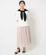 F1KHA62080 MK MICHEL KLEIN(小さいサイズ)(メゾン ドゥ サンク) 【小さいサイズ】リラックスシルエット ロゴTシャツ/接触冷感/洗える ホワイト