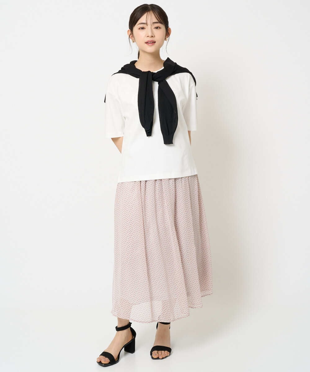 F1KHA62080 MK MICHEL KLEIN(小さいサイズ)(メゾン ドゥ サンク) 【小さいサイズ】リラックスシルエット ロゴTシャツ/接触冷感/洗える ホワイト