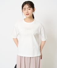 F1KHA62080 MK MICHEL KLEIN(小さいサイズ)(メゾン ドゥ サンク) 【小さいサイズ】リラックスシルエット ロゴTシャツ/接触冷感/洗える ホワイト