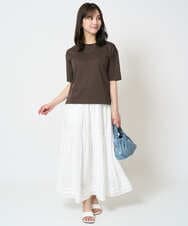 F1KHA62080 MK MICHEL KLEIN(小さいサイズ)(メゾン ドゥ サンク) 【小さいサイズ】リラックスシルエット ロゴTシャツ/接触冷感/洗える ホワイト
