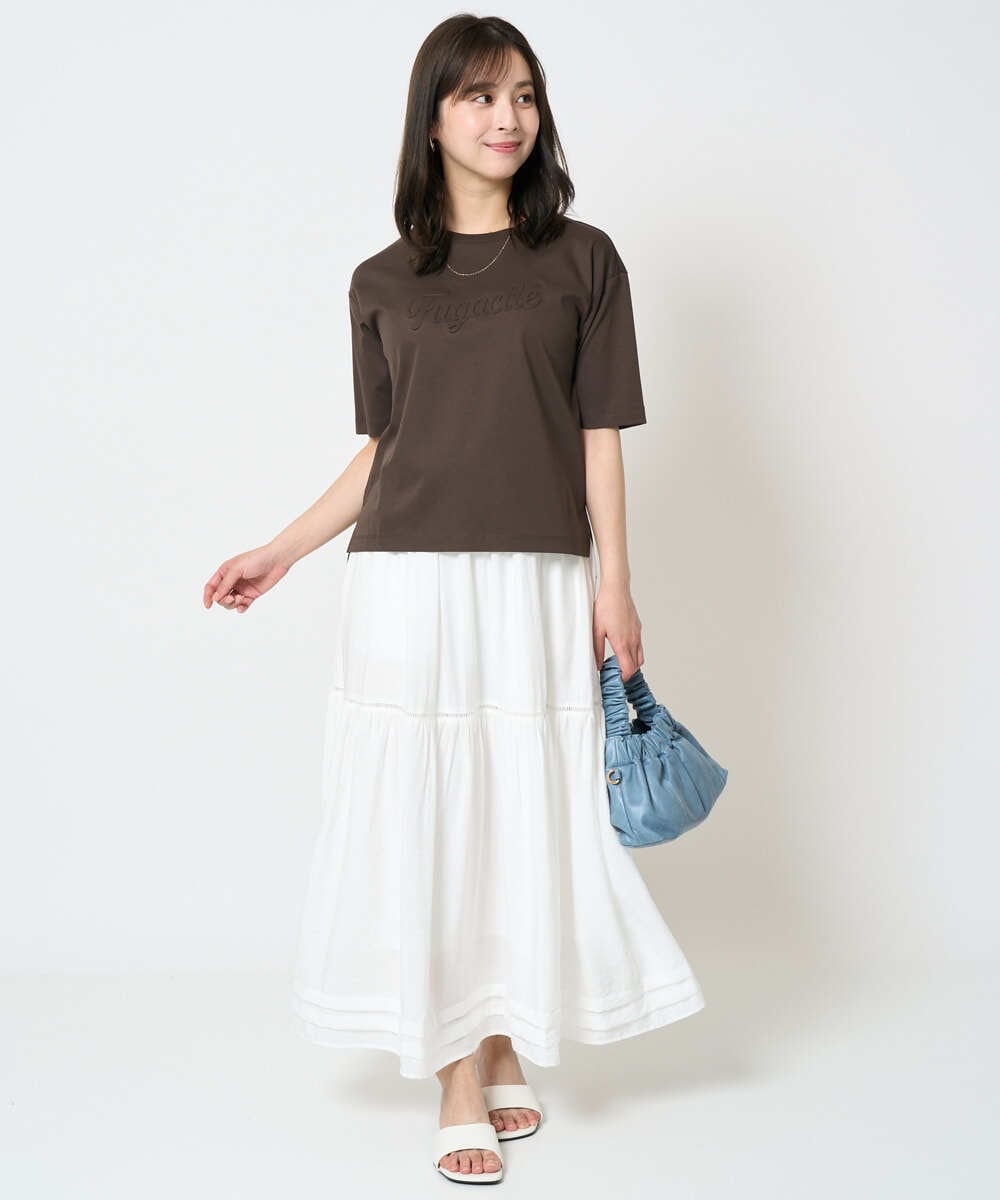 F1KHA62080 MK MICHEL KLEIN(小さいサイズ)(メゾン ドゥ サンク) 【小さいサイズ】リラックスシルエット ロゴTシャツ/接触冷感/洗える ホワイト