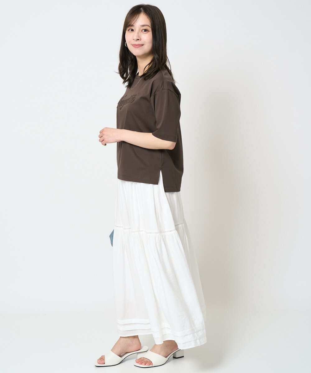 F1KHA62080 MK MICHEL KLEIN(小さいサイズ)(メゾン ドゥ サンク) 【小さいサイズ】リラックスシルエット ロゴTシャツ/接触冷感/洗える ホワイト