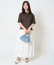F1KHA62080 MK MICHEL KLEIN(小さいサイズ)(メゾン ドゥ サンク) 【小さいサイズ】リラックスシルエット ロゴTシャツ/接触冷感/洗える ホワイト