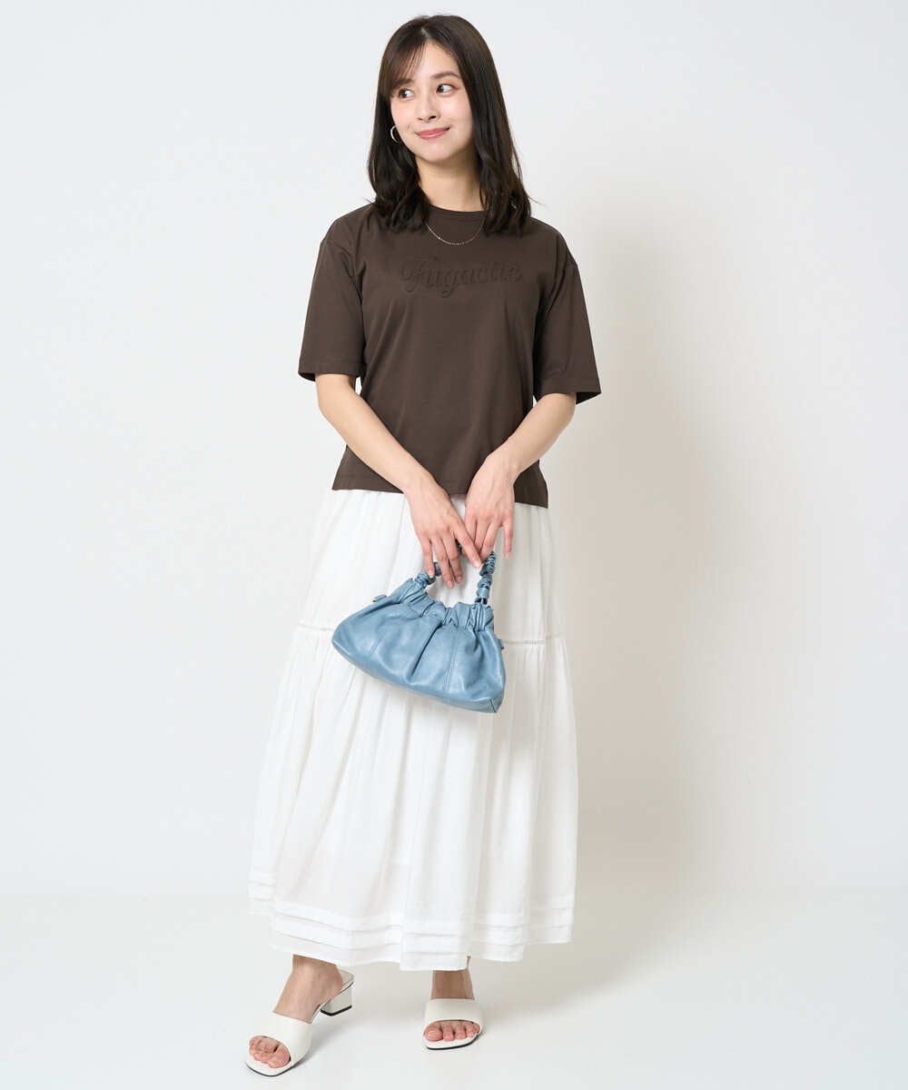 F1KHA62080 MK MICHEL KLEIN(小さいサイズ)(メゾン ドゥ サンク) 【小さいサイズ】リラックスシルエット ロゴTシャツ/接触冷感/洗える ホワイト